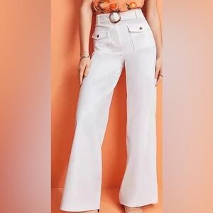 LOFT White Wide-Leg Trousers